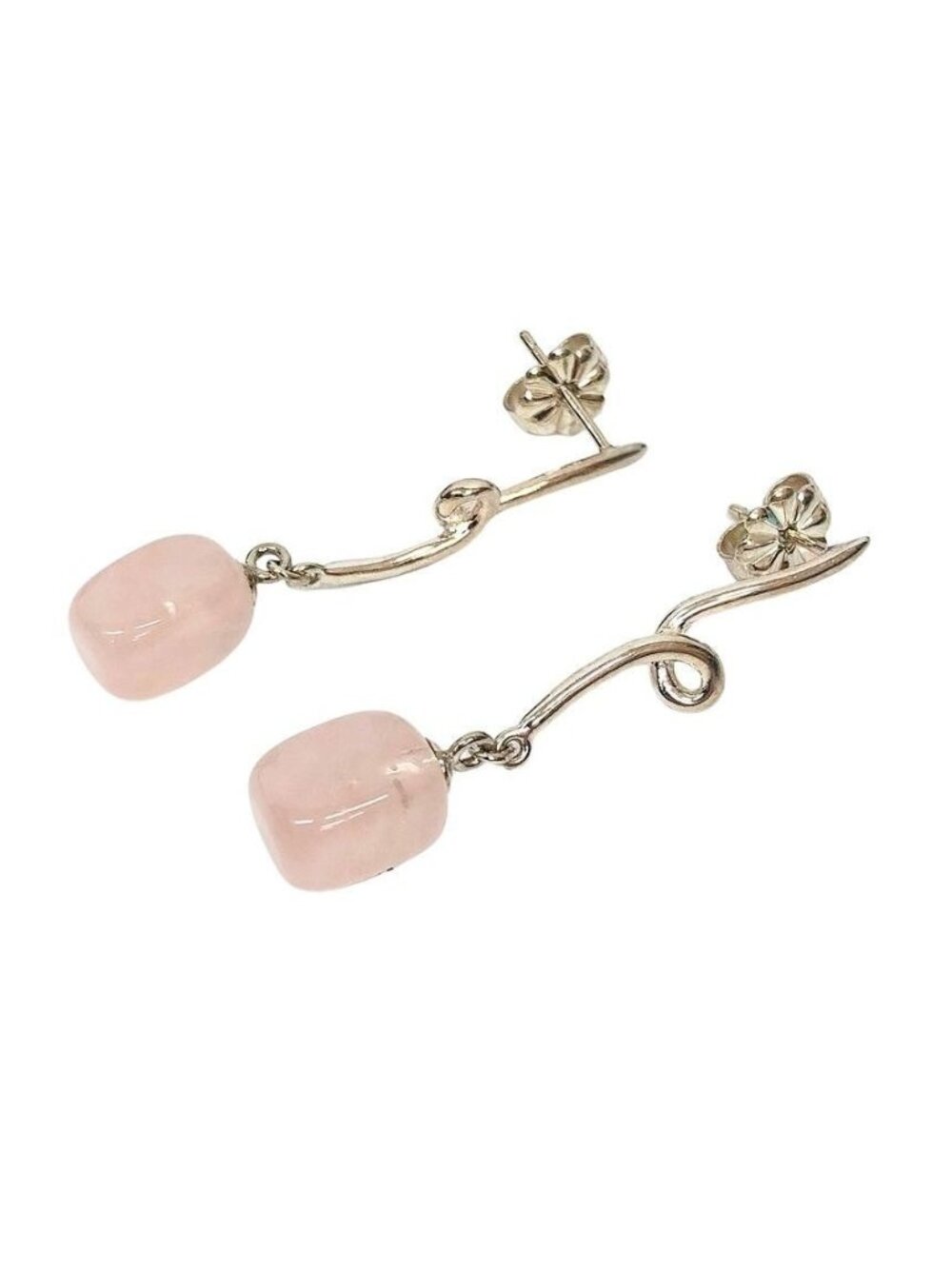 Tiffany & Co Rose Quartz Earrings Silver Vintage